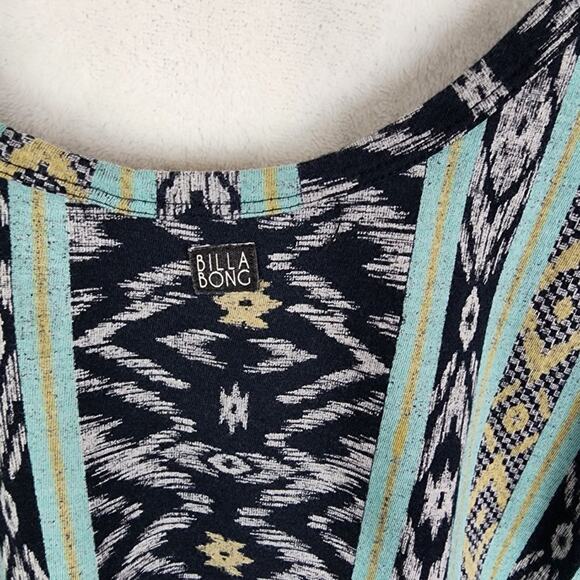 Billabong Tank Top Women S Case Closed Southwestern Print Modal Green Black - Picture 5 of 10